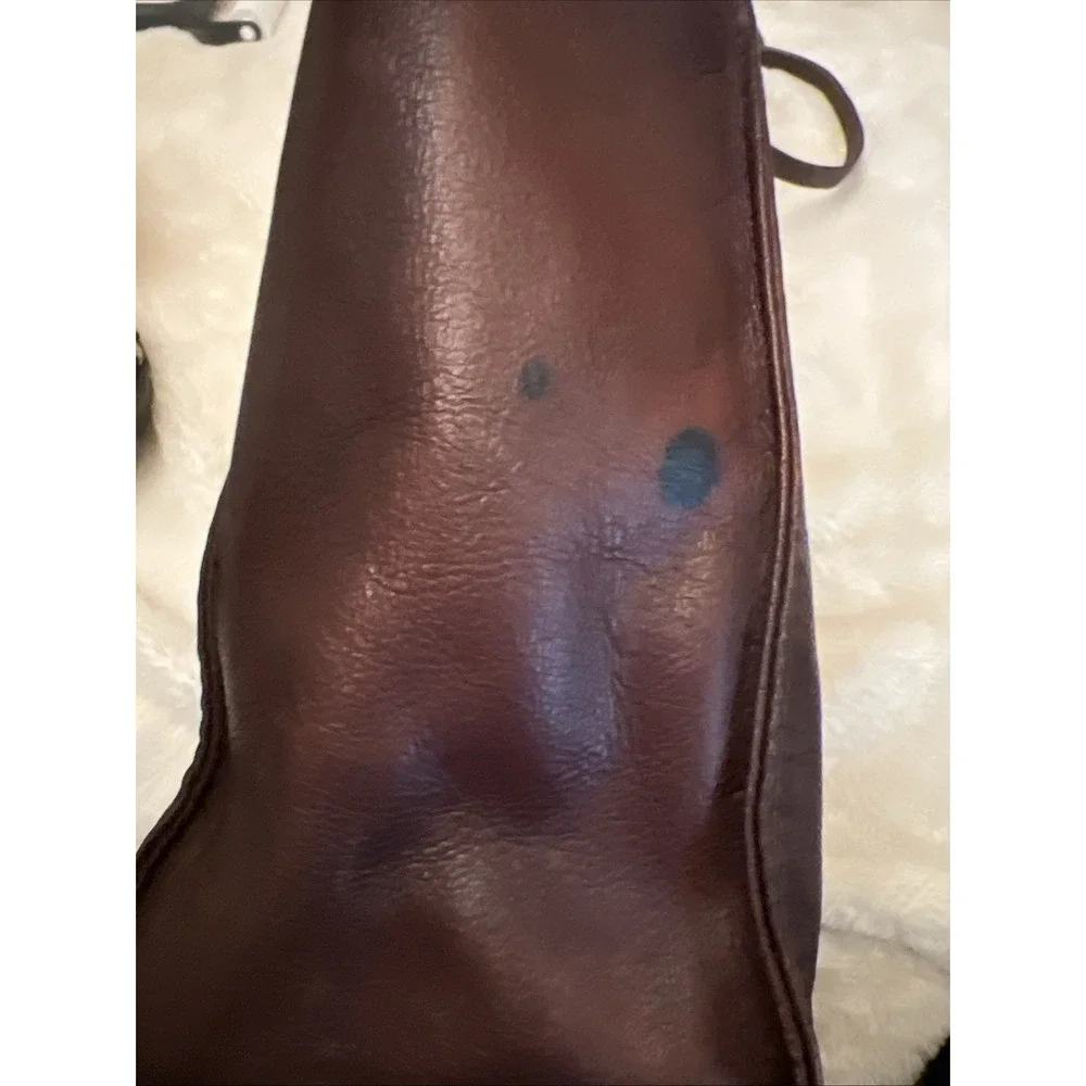 Vntg FRYE  Leather  Bag Purse Brown Side Pocket W Zipper Hobo Shoulder Rectangle